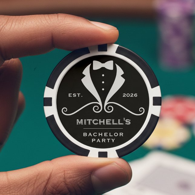 Bachelor Party Tuxedo Suit Bowtie Black Wedding Pokerchips (Von Creator hochgeladen)