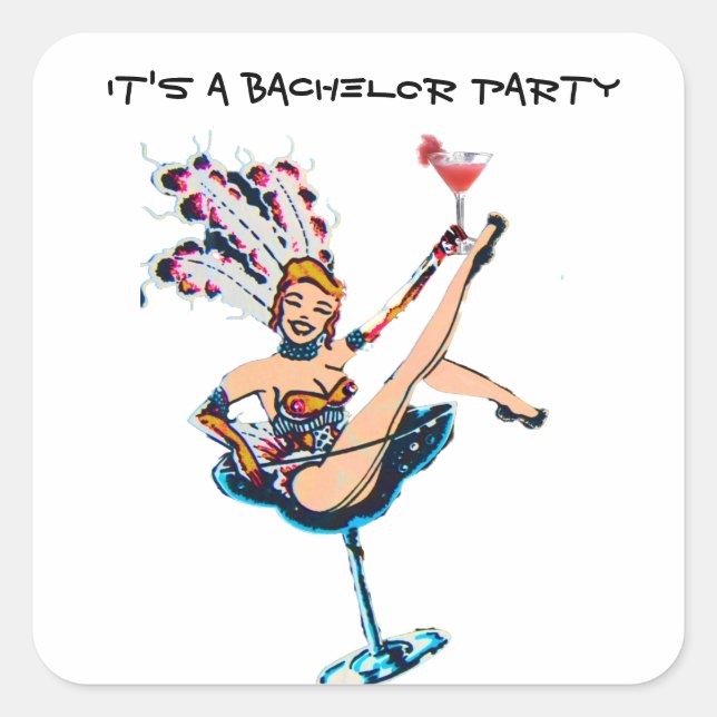 Bachelor Party Vegas Casino Showgirl Quadratischer Aufkleber (Vorderseite)