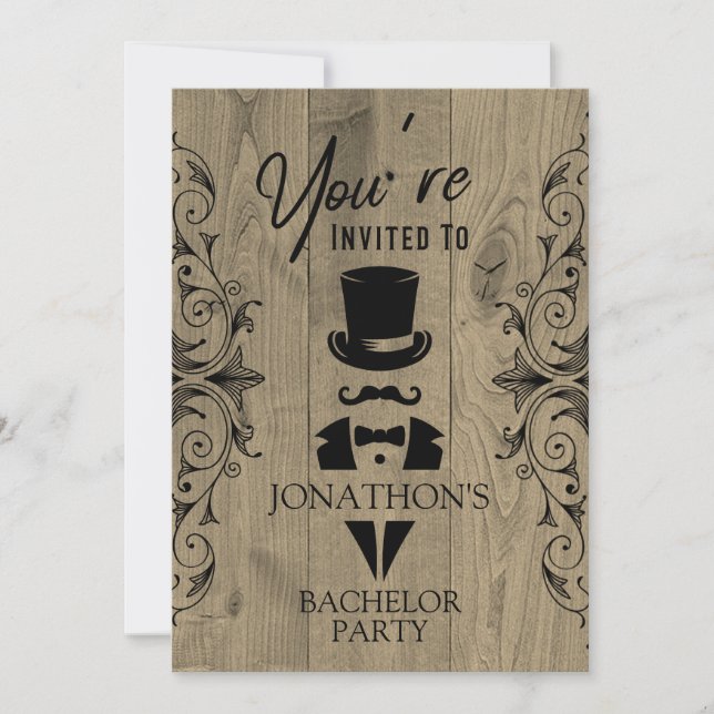 Bachelor Party Vintag Tuxedo Einladung (Vorderseite)