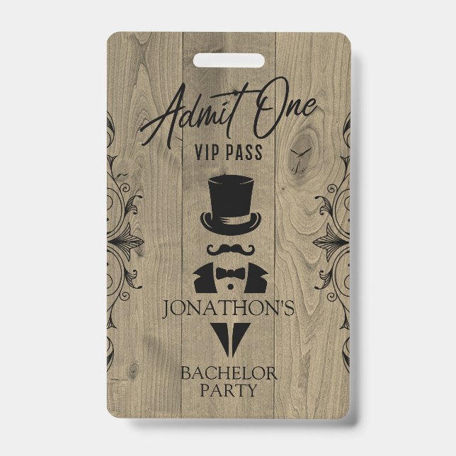 Bachelor Party Vintag Tuxedo VIP-Abzeichen Ausweis (Front)