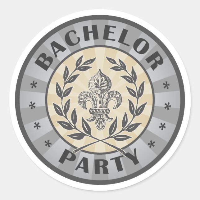 Bachelor Party Wappen Design Runder Aufkleber (Vorderseite)