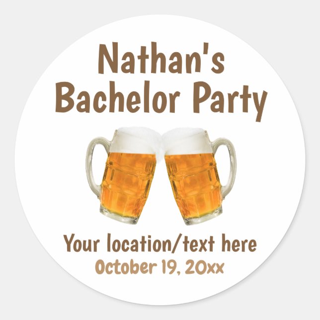 Bachelor Party Wedding Beer Cheers Runder Aufkleber (Vorderseite)