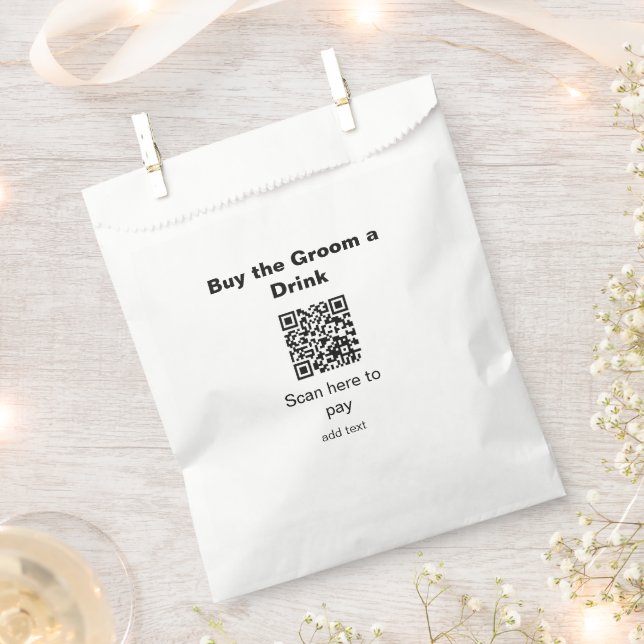 Bachelor QR Scan zu zahlen Bräutigam ein Getränk T Geschenktütchen (Ausgeschnitten)