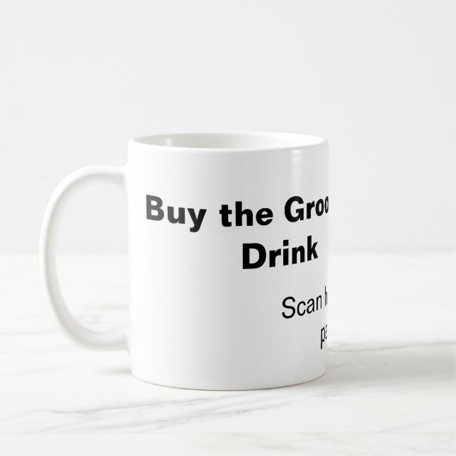 Bachelor QR Scan zu zahlen Bräutigam ein Getränk T Kaffeetasse (Links)