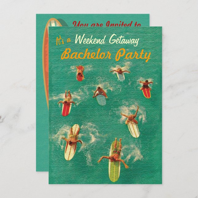 Bachelor Weekend Party Einladung (Vorne/Hinten)