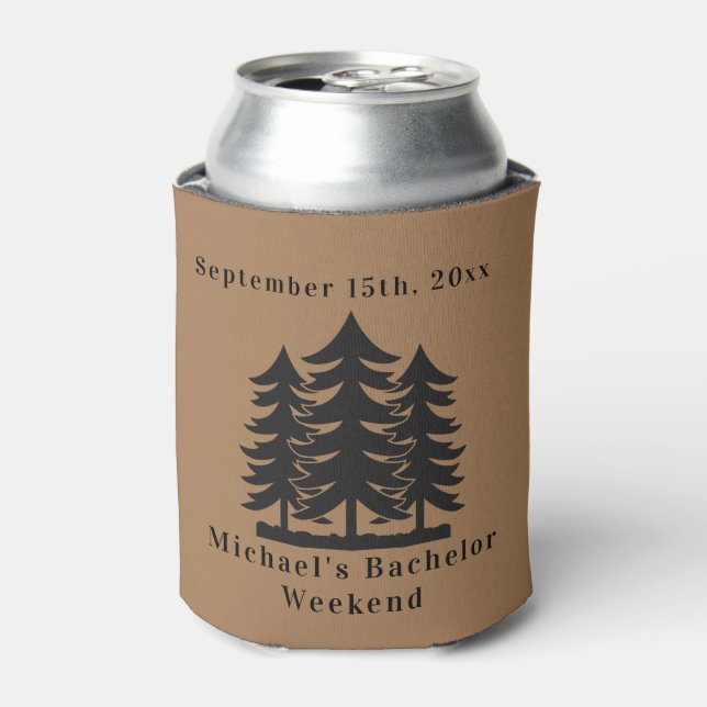 Bachelor Weekend, personalisiert Brown Fir Trees Dosenkühler (Kanne Vorderseite)