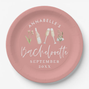 Bachelorette-Bachelorette mit rosa gürniger Blüt Pappteller