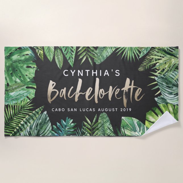 Bachelorette-Bann für tropisches Palmenblatt und D Strandtuch (Vorderseite)