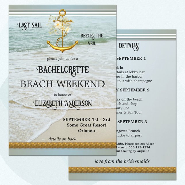 Bachelorette Beach Nautique Weekend Invitation (Créateur téléchargé)