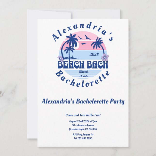 Bachelorette Beach Party Einladung (Vorderseite)