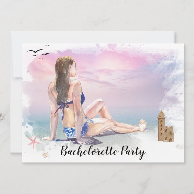 ** Bachelorette Beach Weekend Party QR Einladung (Vorderseite)