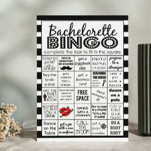 Bachelorette Bingo gestreift, Party Game, Challeng Einladung
