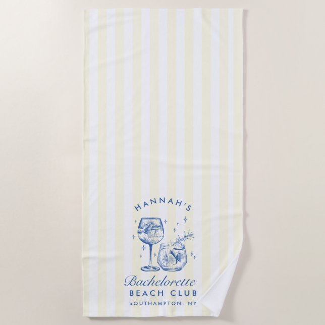 Bachelorette Bleu & Jaune Moderne Plage Serviette (Devant)