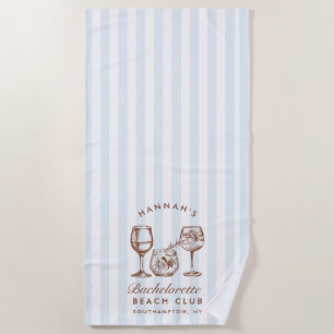 Bachelorette Blue & Brown Retro Modernes Strandtuc Strandtuch
