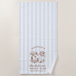 Bachelorette Blue & Brown Retro Modernes Strandtuc Strandtuch