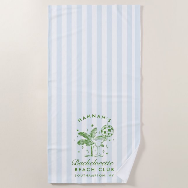 Bachelorette Blue & Green Retro Modernes Badetuch (Vorderseite)