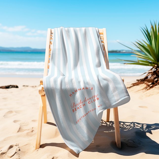 Bachelorette Blue & Red Retro Moderne Strandtuch (Bachelorette Blue & Red Retro Modern Beach Towel)