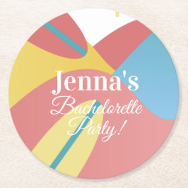 Bachelorette Brautparty Beach Surfing Runder Pappuntersetzer