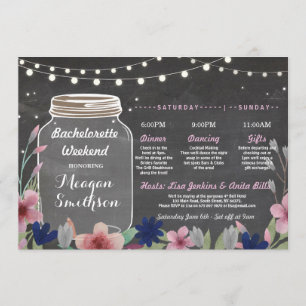 Bachelorette Brautparty Itinerary Jar Chalk Einladung