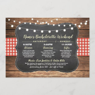 Bachelorette Brautparty Itinerary Red Chalet Einladung