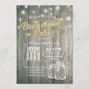 Bachelorette Brautparty Rustic Wood Mason Jars Einladung