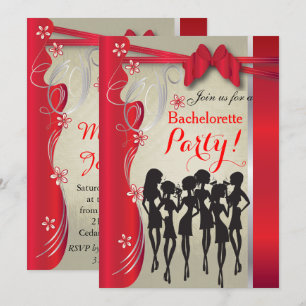 Bachelorette Brautparty - Tief rot Einladung