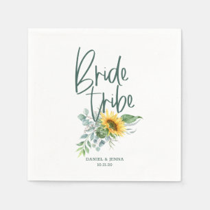 Bachelorette Bride Stamm Sonnenblumenhochzeit Serviette