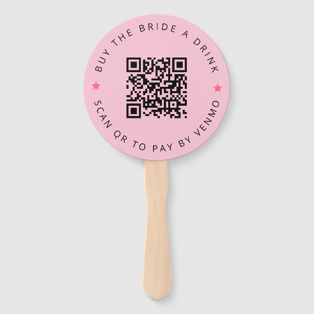 Bachelorette Buy The Bride A Drink Pink QR Code  Fächer (Rückseite)