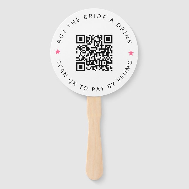 Bachelorette Buy The Bride A Drink Pink QR Code  Fächer (Vorderseite)