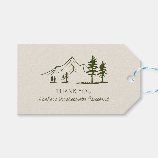 Bachelorette Camping Wochenende Personalisiert Geschenkanhänger (Vorderseite (Horizontal))