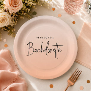 Bachelorette Coral Ombre Elegant Peach Pappteller