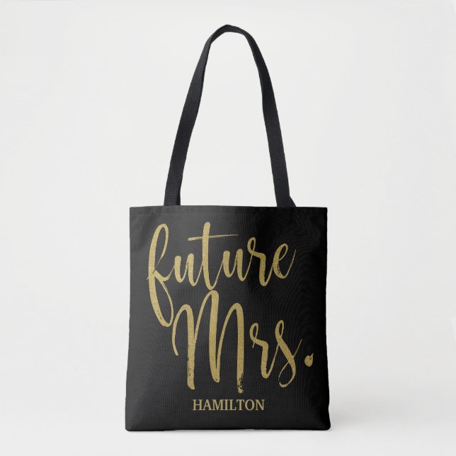 Bachelorette Drink Team Gold und Black Glitzer Tasche (Vorderseite)