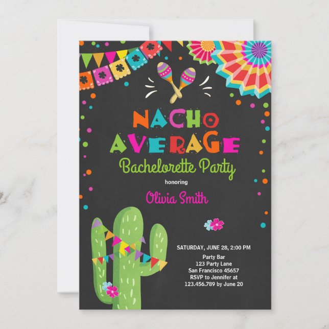 Bachelorette Fiesta Invitation Nacho Moyenne (Devant)