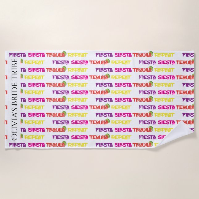 Bachelorette Fiesta Siesta Tequila Repeat Strandtuch (Vorderseite)