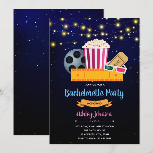 Bachelorette Film-Thema-Party Einladung (Vorne/Hinten)