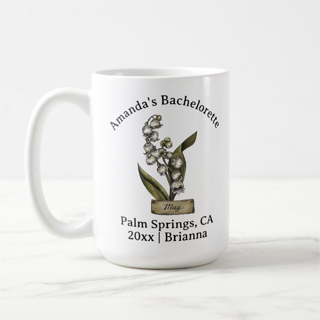 Bachelorette Geburtsmonat Blume Maiglöckchen Kaffeetasse (Links)