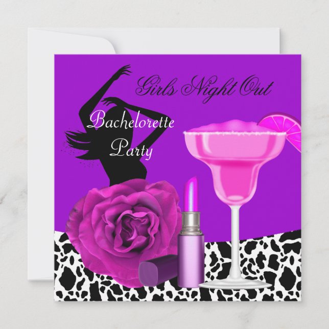 Bachelorette Girls Night Out Lila Party Einladung (Vorderseite)