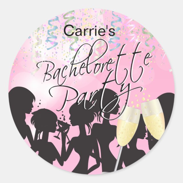 Bachelorette Girls Night Out - Rosa Runder Aufkleber (Vorderseite)