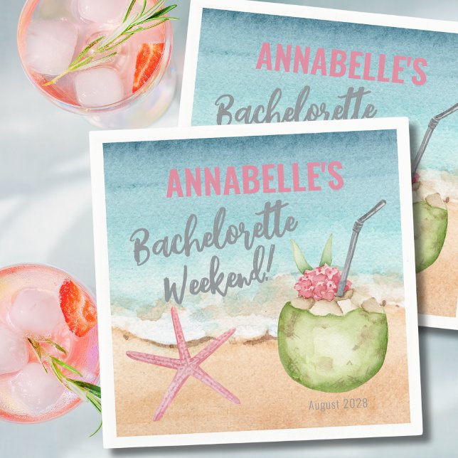 Bachelorette Girls Weekend Beach Cocktail Serviette (Beach Bachelorette Girls Weekend Cocktail Napkins)
