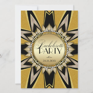 Bachelorette Gold Black Party Invitations