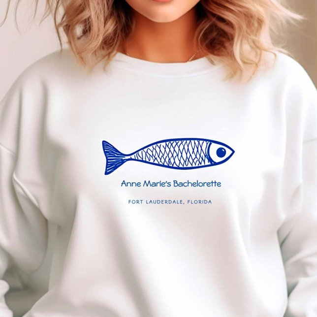 Bachelorette Group Coastal Fish Blue Sweatshirt (Coastal Fish Bachelorette Sweatshirt)