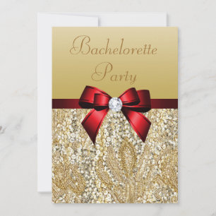 Bachelorette Imitate Goldene Sequenzen Royal Red B Einladung