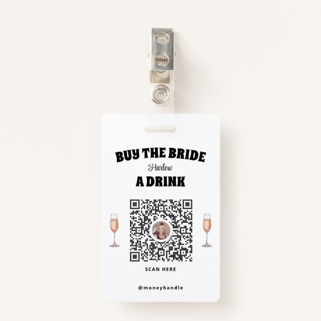 Bachelorette kauft die Braut ein Abzeichen mit QR- Ausweis (Vorderseite mit Klammer)