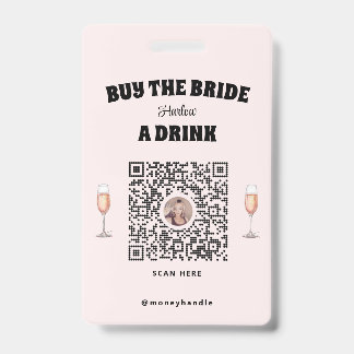 Bachelorette kauft die Braut ein Getränk QR-Code Ausweis