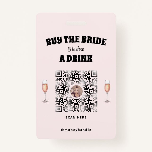 Bachelorette kauft die Braut ein Getränk QR-Code Ausweis (Rückseite)