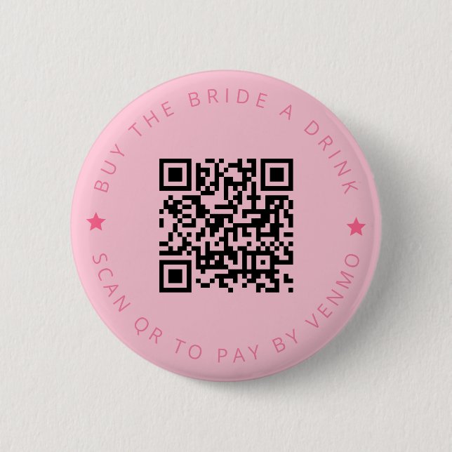 Bachelorette kauft die Braut einen Trinkrosa QR-Co Button (Vorderseite)