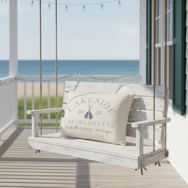 Bachelorette-Klassik Dekokissen (Kick back at the lake with this coastal Classic Lake Bachelorette Girls Weekend Accent Pillow!)