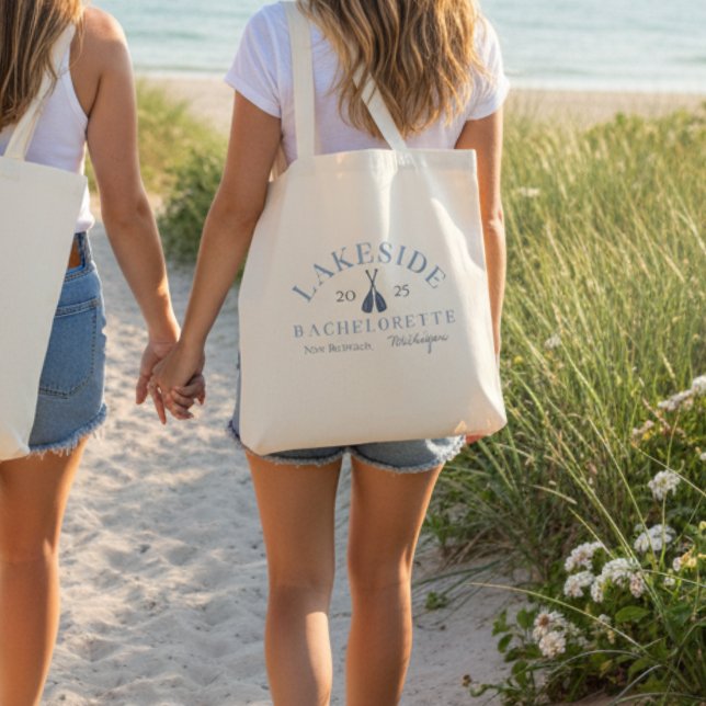 Bachelorette-Klassik Tragetasche (Kick back at the lake with this coastal Classic Lake Bachelorette Girls Weekend Tote Bag!)