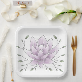 Bachelorette Leaf und Pink Lotus Party Pappteller
