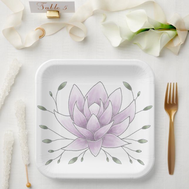 Bachelorette Leaf und Pink Lotus Party Pappteller (Hochzeit)